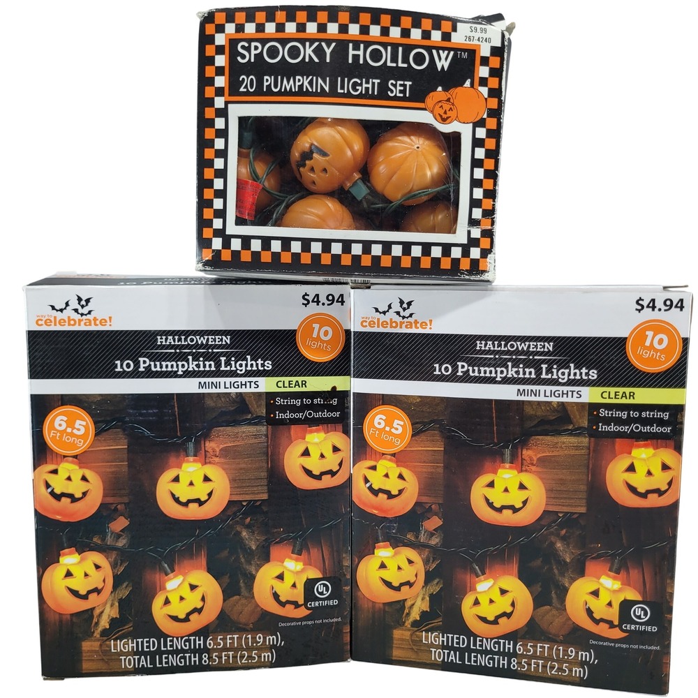 Way To Celebrate Spooky Hollow Pumpkin String Lights Halloween Orange 40 Count